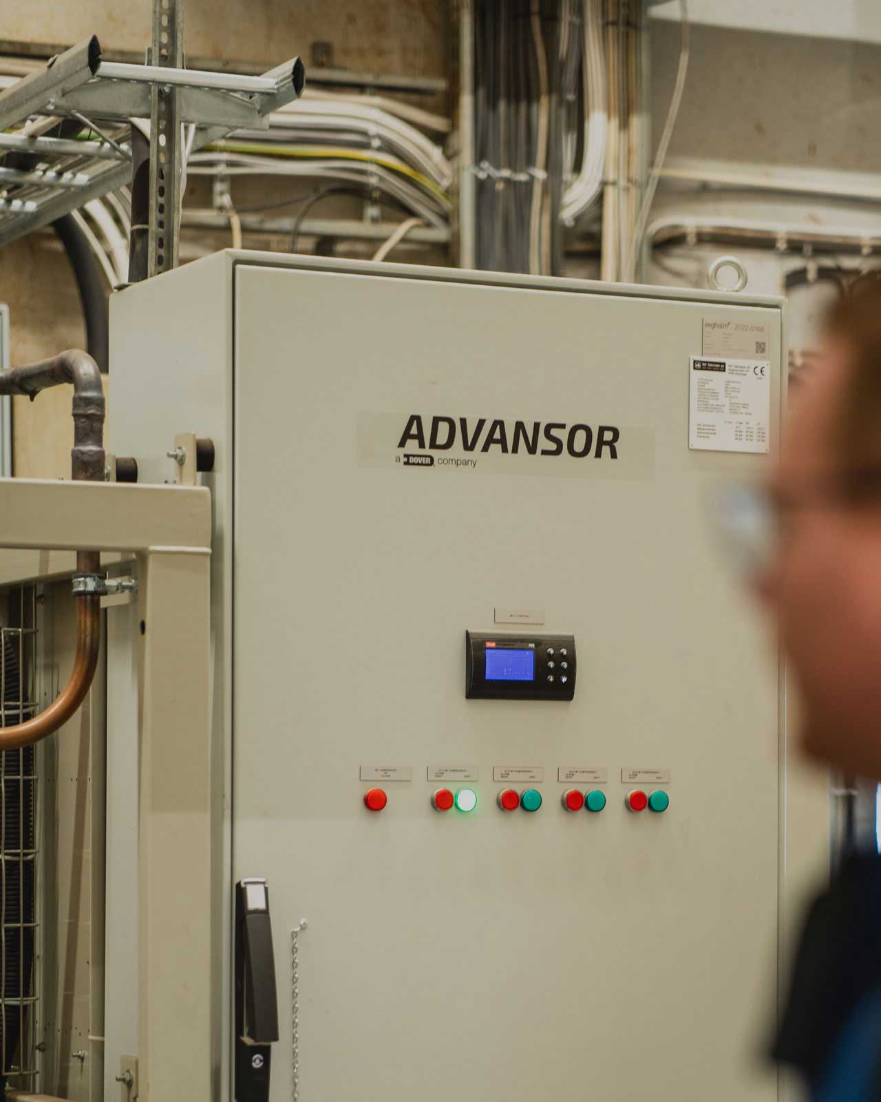 Styringspanel for CO₂-kjøleanlegget på Bru Gard