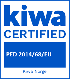Kiwa-sertifisert etter trykkdirektivet PED 2014/68/EU